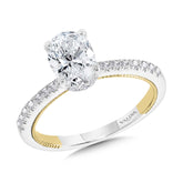 Oval-Cut Two-Tone & Milgrain-Beaded Diamond Collar Engagement Ring